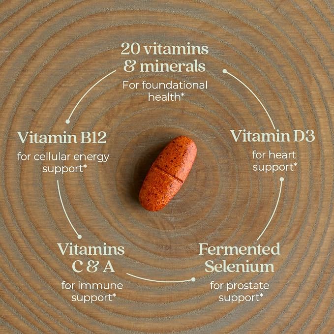 New Chapter Men’s Multivitamin 55+, Extra B6 & B12, D3, Astaxanthin, Vitamin C & Zinc, Immune, Heart, Cellular Energy, and Brain Health, Gentle on The Stomach, One Daily, Non-GMO, 96 Tablets