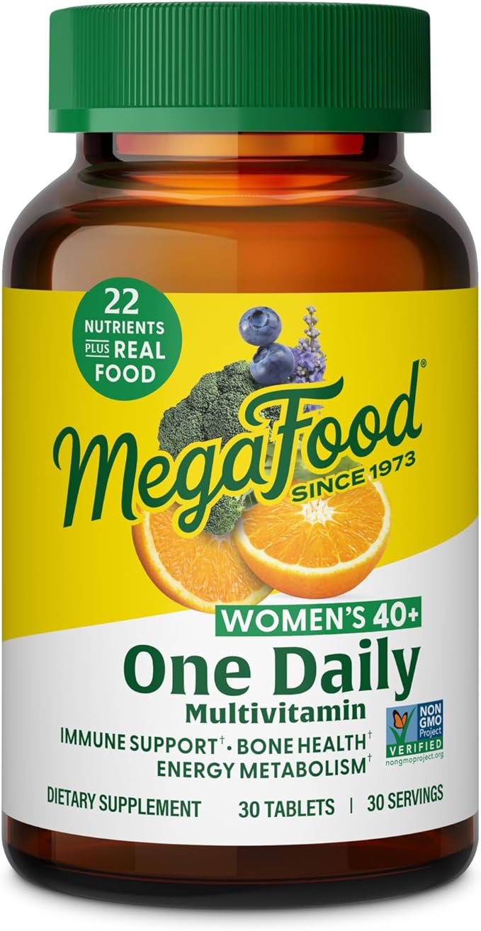MegaFood Multivitamin for Women 40+ One Daily Womens Multivitamin - with Methylated B12, Methyl Folate, Vitamin D3, C & Zinc - Energy Metabolism, Immune Support & Bone Health, Vegetarian, 30 Tablets