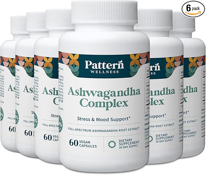 Pattern Wellness Ashwagandha Complex for Men & Women – Organic KSM-66® & Black Pepper Extract – Supports Stress Response & Energy Balance – Non-GMO – 360 Vegan Capsules