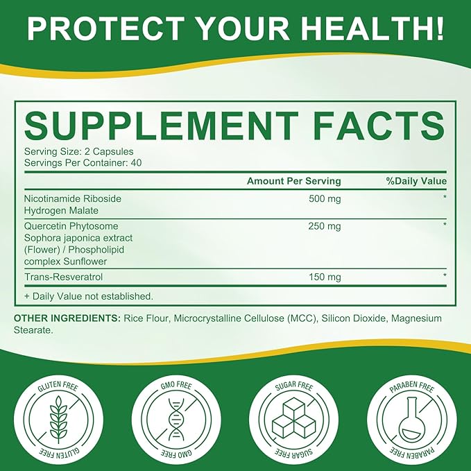 Daiasns NAD Supplement 900mg - Liposomal Nicotinamide Riboside NAD+ Supplements with Resveratrol Supports Muscle, Brain, Cellular Energy - NMN Supplement Alternative for Men and Women, 160 Capsules