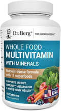 Dr. Berg Whole Food Multivitamin with Minerals - Daily Multivitamin for Men and Women - Includes Premium Whole Food Fruits and Vegetable Blend with Folate, Alpha-lipoic Acid and More - 60 Capsules