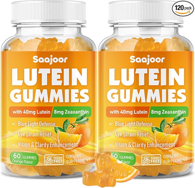Lutein & Zeaxanthin Gummies - Eye Vitamin Supplement with 40mg Lutein & 8mg Zeaxanthin to Support Macular, Vision & Overall Eye Health, Naturally Orange Flavor, 120 Count