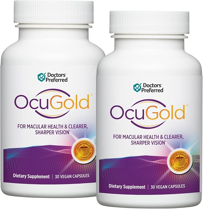 DOCTORS' PREFERRED Clinical-Grade OcuGold Eye Vitamins with Lutein and Zeaxanthin for Macula & Retina Health, Digital Eye Strain, Eye Fatigue and Visual Performance | 60 Vegan Capsules