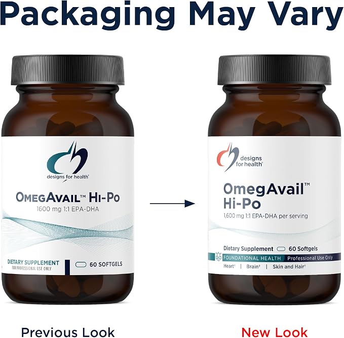 Designs for Health OmegAvail Hi-Po - TG (Triglyceride) Omega-3 Fish Oil Supplement, 1600mg EPA/DHA per Serving with Lemon + Vitamin E to Minimize Fishy Taste (60 Softgels)