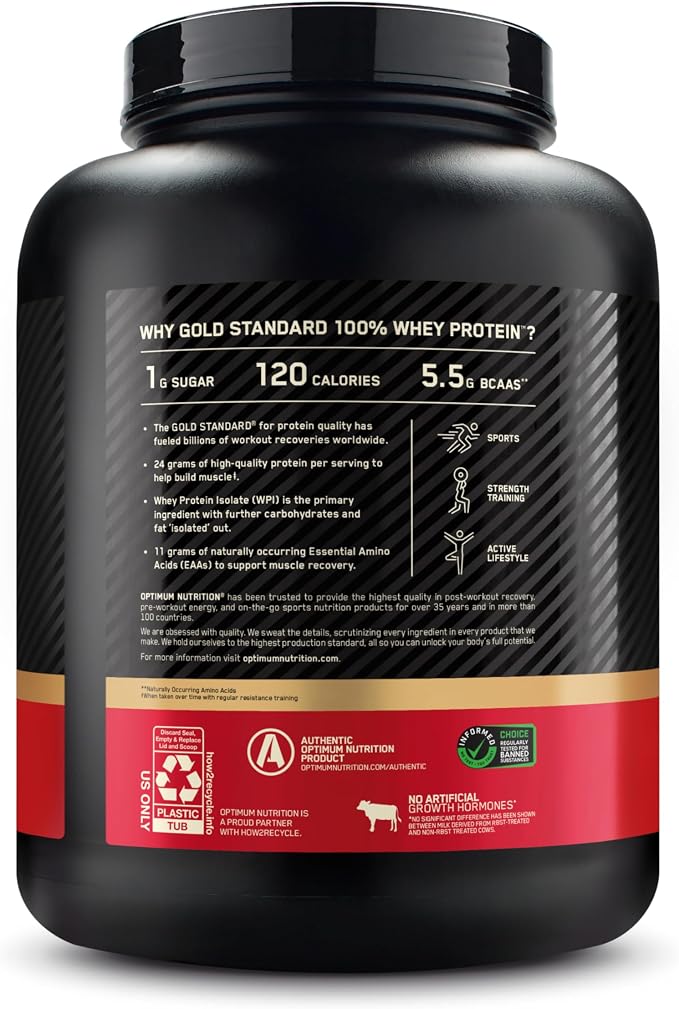Optimum Nutrition Gold Standard 100% Whey Protein Powder, Double Rich Chocolate, 5 Pound (Packaging May Vary) (Pack of 4)