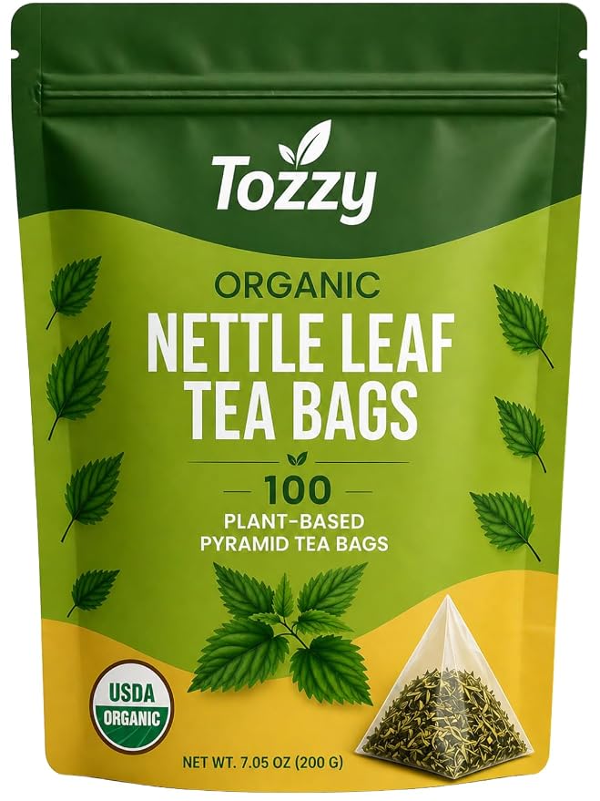 Tozzy Organic Nettle Leaf Tea – 100 Count, Plant-Based Pyramid Tea Bags
