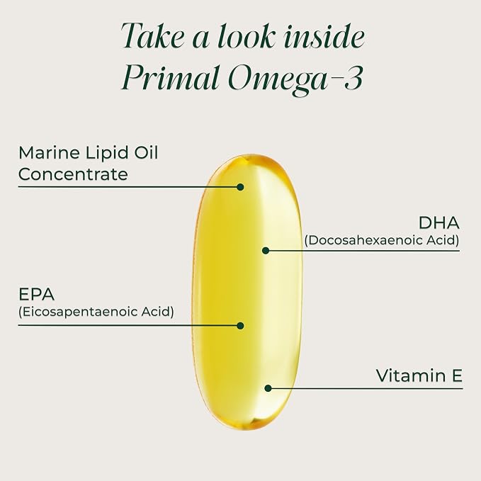 Primal Harvest Omega 3 Fish Oil Supplements, 30 Servings Soft Gels Capsules w/ 1000mg EPA + DHA Supplements, No Fishy Burps Non-GMO Omega 3 Fatty Acid, 2 Pack