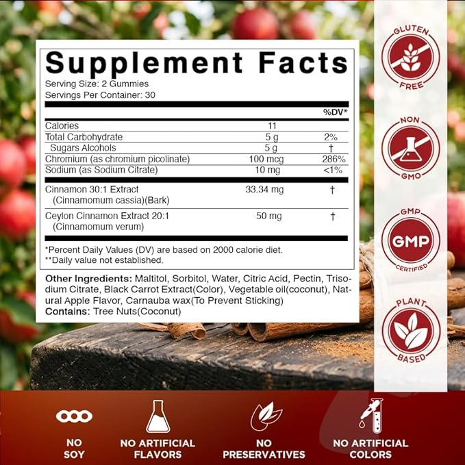 Vitamatic Chromium Picolinate 1000 mcg - 90 Gummies - High Potency Chromium - Raspberry Flavor