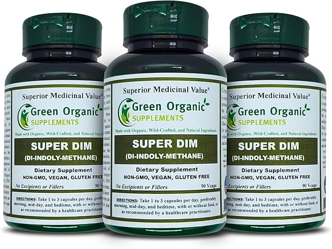 Green Organic Supplements DIM, Diindolylmethane, I-3-C, Indole-3-Carbinol, Broccoli, 90 VCaps, High Absorbable, Non-GMO, Gluten-Free, (Pack of 3)