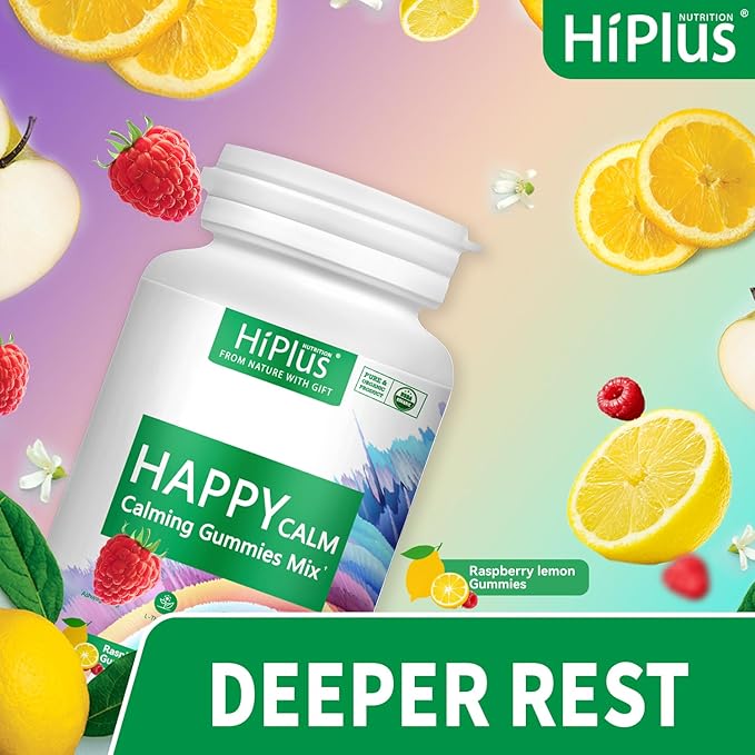Calming Gummies - Ashwagandha KSM-66, Magnesium Glycinate & L-Theanine Supplement, Vitamin D3 - Ashwagandha Extract - Helps with Focus & Relaxation, Lemon Flavor, 60 Count