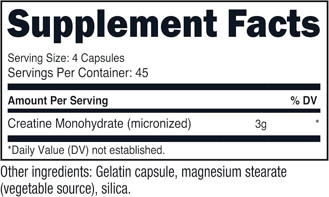 Nutricost Creatine Monohydrate 3,000mg, 180 Capsules (750mg Per Capsule) - Gluten Free, Non-GMO (Pack of 2)
