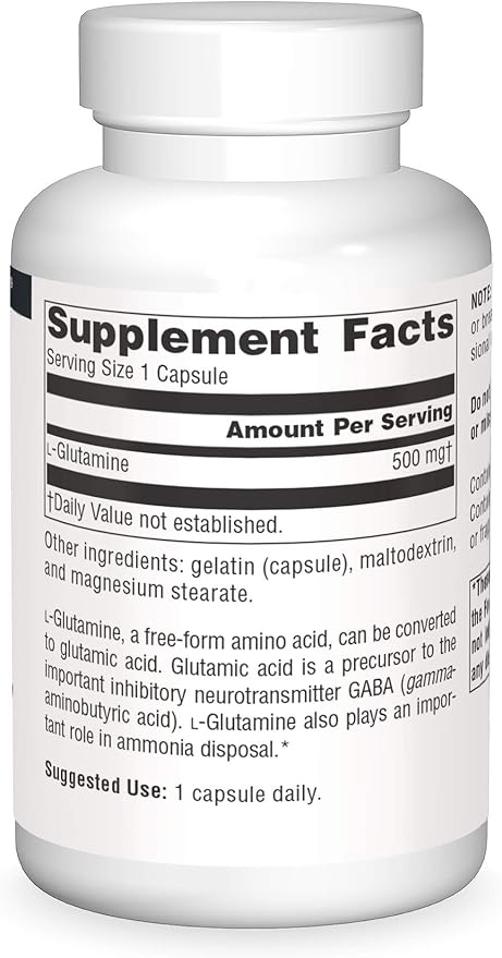 Source Naturals Free FormL-Glutamine 500 mg -100 Capsules
