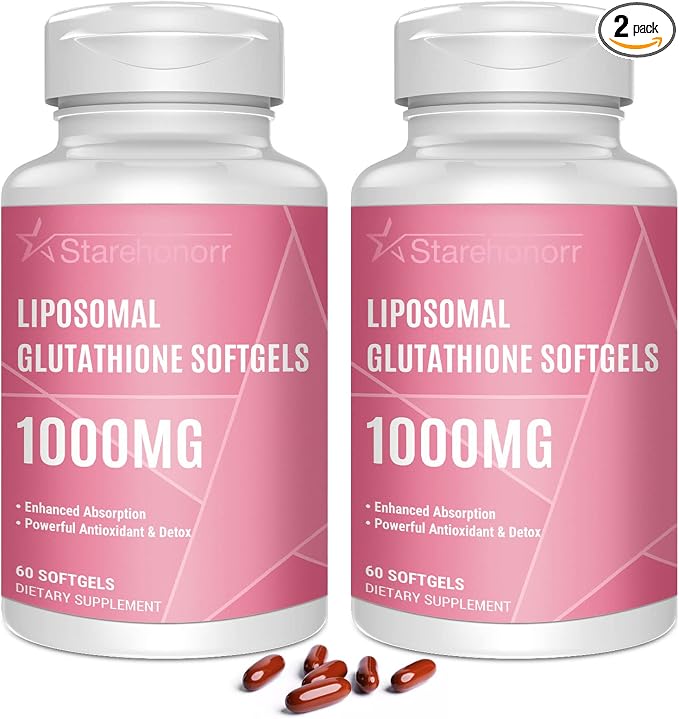 Liposomal Glutathione Softgels 1500MG, Reduced Glutathione Supplement with Vitamin C, Better Absorption, Non-GMO Powerful Antioxidant for Healthy Aging, Detox, Immune Health,120 Softgels