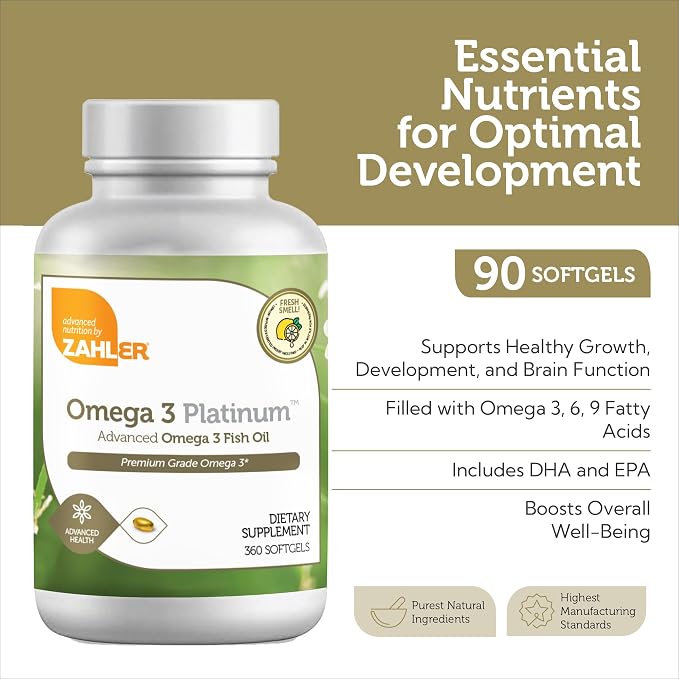 Zahler Omega 3 Fish Oil - Omega 3 Supplements with Fatty Acids, 600 mg EPA and 400 mg DHA - Supplements Derived from Kosher Tuna - Supports Brain & Heart Health (360 Softgels)