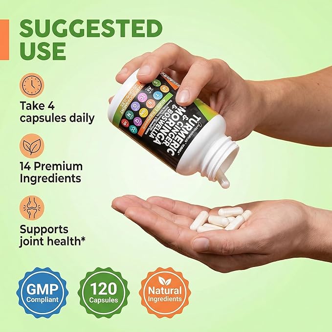 Clean Nutraceuticals Turmeric Moringa Supplement | Ginger Boswellia Saffron - Supplement for Women and Men with Ceylon Cinnamon, Tart Cherry, Quercetin Garlic Nettle Holy Basil - 1Pack