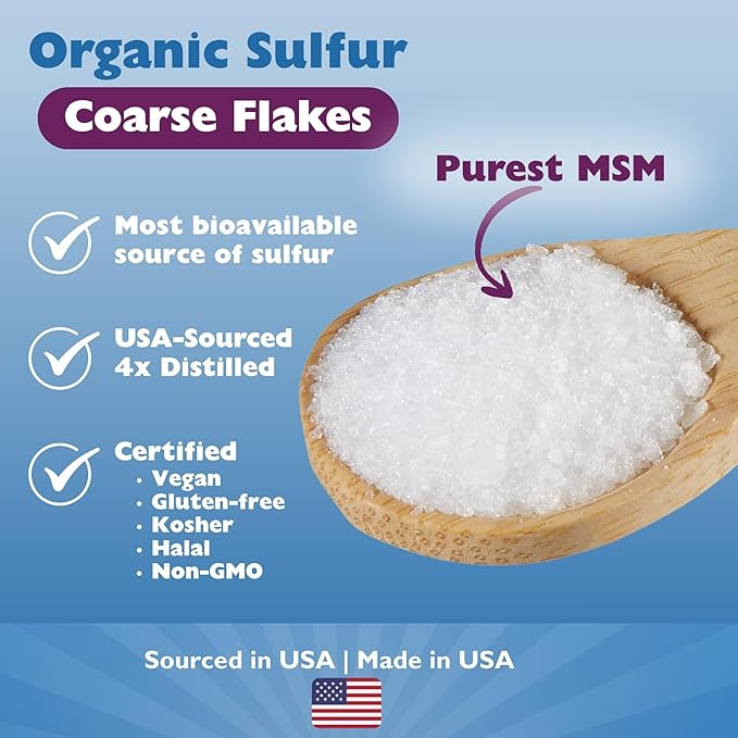 KALA HEALTH MSMPure Coarse MSM Powder Flakes – US-Made MSM for Joint Health, Skin Appearance, and Hair & Nail Support – 5 lb, Organic Sulfur