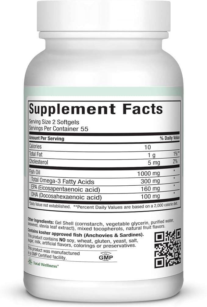 Maxi Health Omega Yums 1000 - Kid Friendly - Fruity Burst Flavor - 110 Softgel Capsules - Kosher