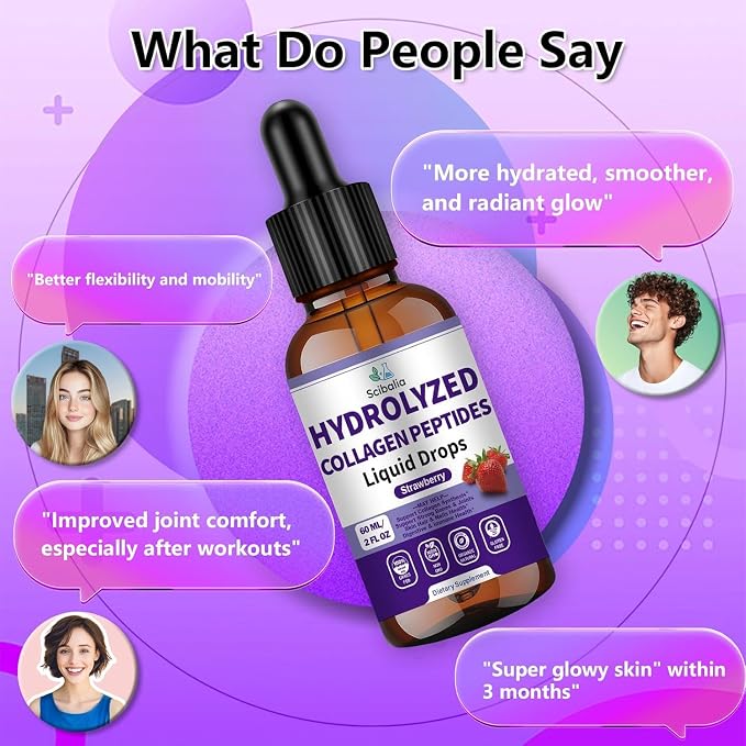 Multi Collagen Peptides Liquid Drop w. Types I II III V X Hyaluronic Acid Vitamin C Biotin for Joint, Skin, Hair & Nail Health, Hydrolyzed Liquid Collagen High Absorption for Women Men Grass Fed