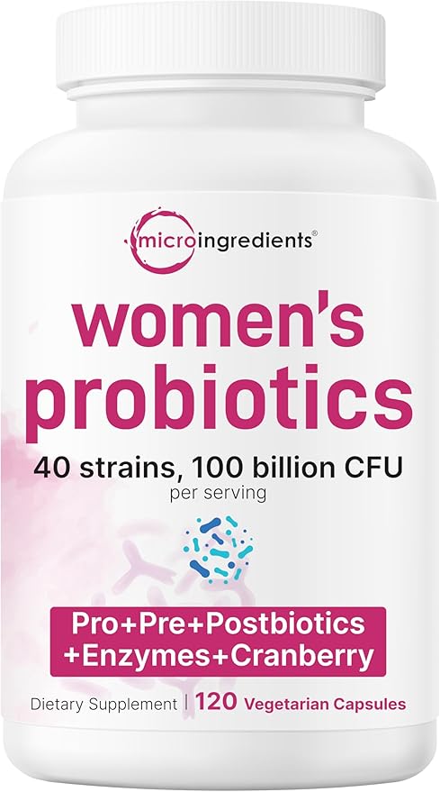 Micro Ingredients 8-in-1 Multi Collagen Powder & Women’s Probiotics 100 Billion CFU Veggie Capsules | 2 Pack | Hydrolyzed Peptides + Hyaluronic Acid & Vitamin C | 40 Strains + Cranberry & D-Mannose