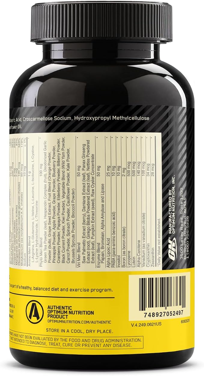 Optimum Nutrition Opti-Men Daily Multivitamin for Men, Immune Support Supplement with Amino Acids, 80 Day Supply, 240 Count, (Packaging May Vary)