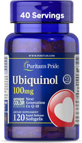 Puritan's Pride Next Gen Ubiquinol Coenzyme CoQ10 100mg, Dietary Supplement for Heart Health, Blood Pressure, Oral Gum Health, Aging and Cellular Energy Support, 120 Servings, Rapid Release Softgels