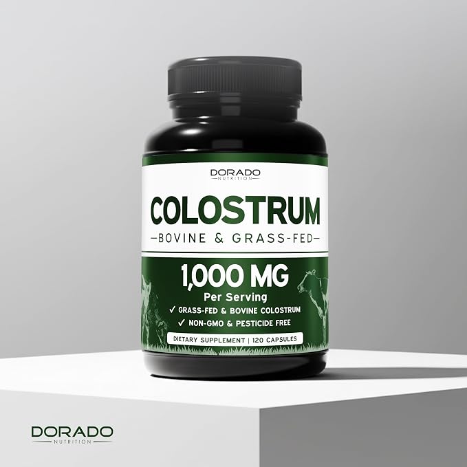 Colostrum Supplement (120 Count) 1000mg Per Serving (Bovine Colostrum Capsules from First Milking Only, Std. to Contain 20% IgG Immunoglobulins) - Grass Fed, No Fillers, Third Party Tested - USA Made