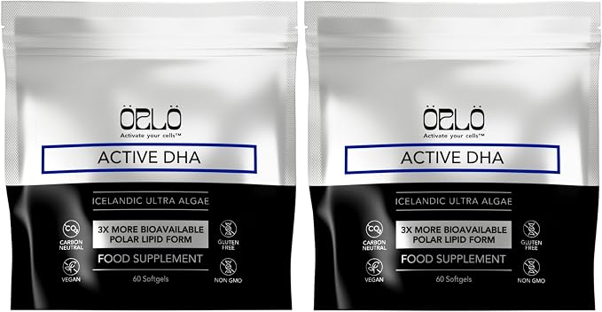 Orlo DHA Supplement 1000mg - 3X Absorption Natural Icelandic Nordic Omega 3 DHA & EPA for Brain & Eye Support – Vegan Fish Oil Alternative, No Fishy Aftertaste, 120 Easy-to-Swallow Mini Softgels