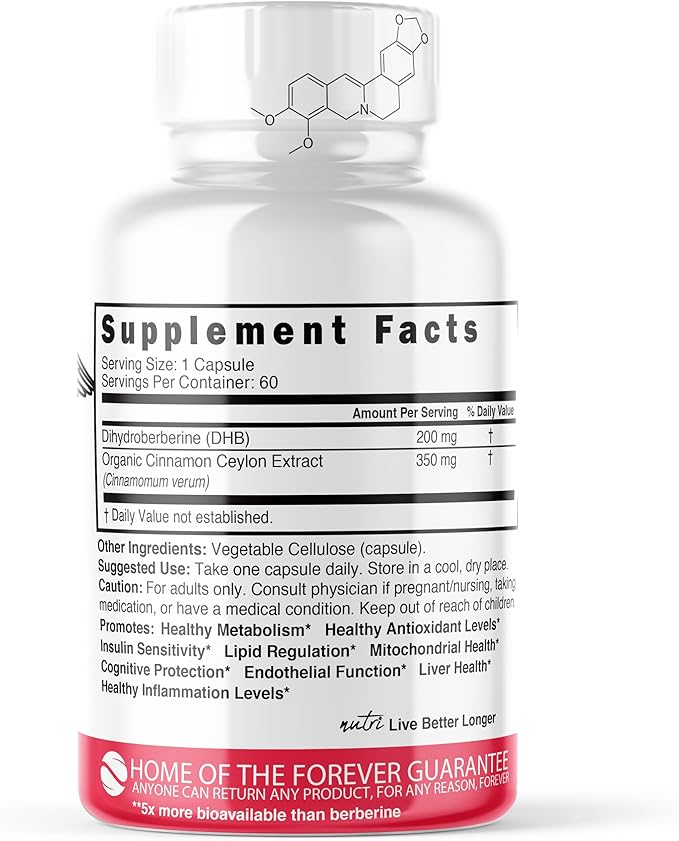 Nature's Fusions Dihydroberberine 200mg (60 Capsules) - R Alpha Lipoic Acid 600mg (60 Capsules) Bundle