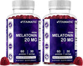 Vitamatic Melatonin 20mg Gummies for Adults, 30 Servings - 60 Count - Non-Habit Forming Supplement (Pack of 2)