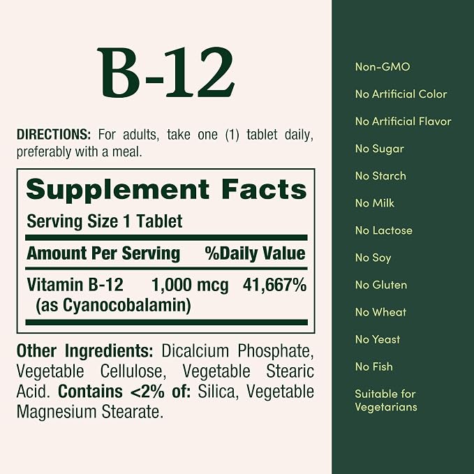 Nature's Bounty Vitamin B12 1000 mcg Supplements, Supports Energy Metabolism, 200 Ct