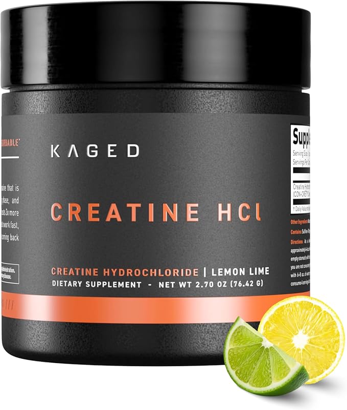 Kaged Creatine HCl Powder | 7X Concentrated vs Mono | Muscle Building & Recovery | High Absorption | No Bloating | Creatine for Men & Women | Vegan, Gluten Free | Lemon Lime | 75 Servings