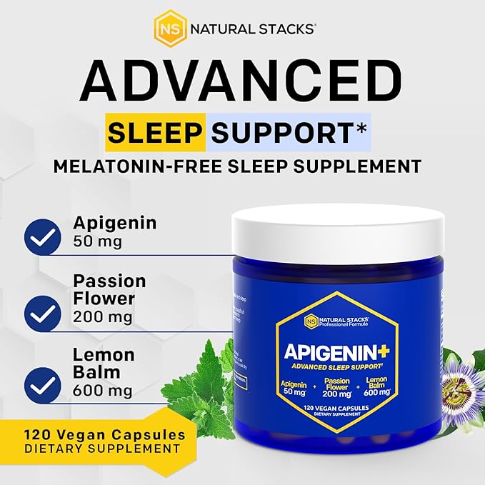 NATURAL STACKS Apigenin for Sleep + Magtech Magnesium Supplement Bundle - Supports Sleep & Brain Health* - 210 Total Capsules