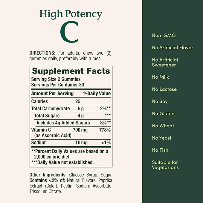 Nature's Bounty Vitamin C Gummies 700mg, High Potency Vitamin C Chewable Gummies for Adults, Immune Support Supplement, Dietary Supplement, Orange Flavor, 60 Ct (Pack of 3)
