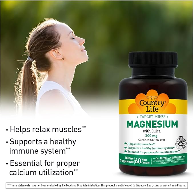 Target-Mins Magnesium with Silica 300mg, 60 Vegan Capsules, Certified Gluten Free, Certified Vegan