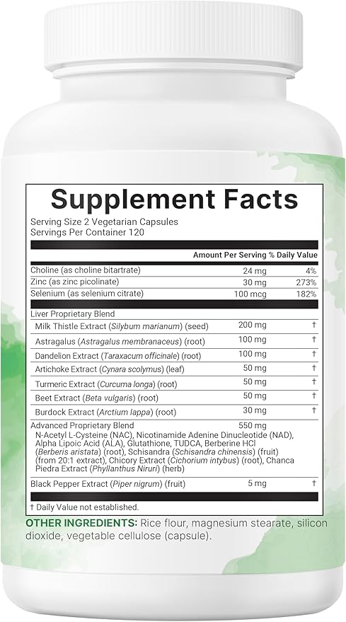 Liver Advanced+, 240 Veggie Capsules | 20-in-1 Complex with Milk Thistle, Dandelion, NAD, NAC, ALA, TUDCA, Glutathione, Artichoke, Turmeric, & Astragalus | Non-GMO, Gluten Free