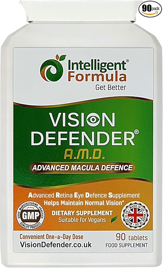 Vision Defender AMD AREDS2 Eye Vitamins – Exact AREDS 2 Formula with Lutein & Zeaxanthin, Vitamins C & E, Zinc 25 mg & Copper – Once Daily Vegan Eye Health Supplement, 90 Tablets