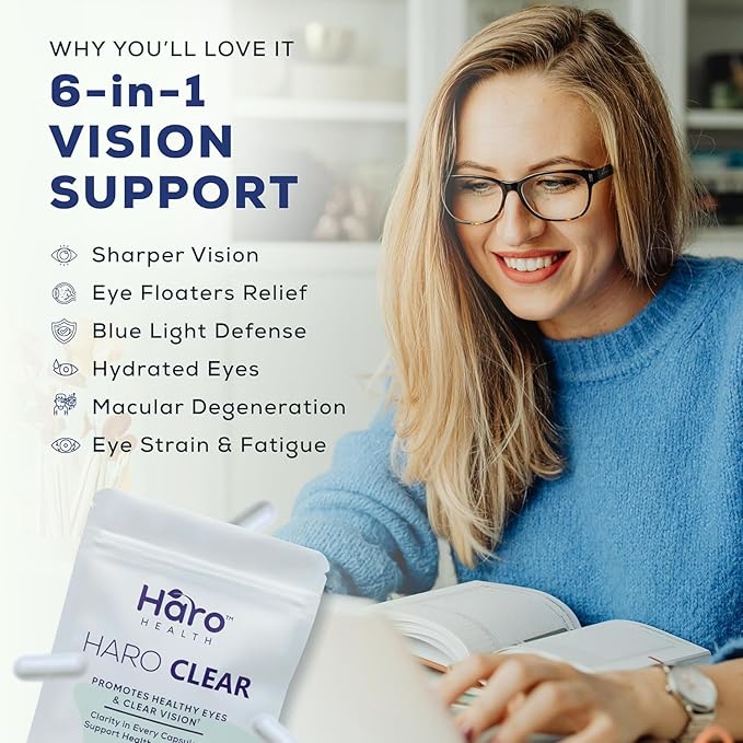 Haro Clear Eye Vitamins with Lutein and Zeaxanthin - Starter Kit - 180 Capsules - 90 Day Supply Refill Pouch