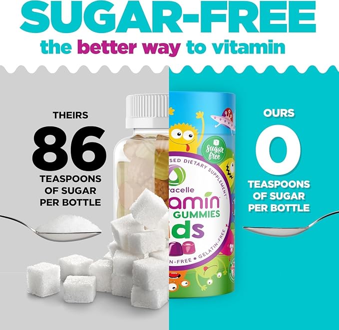 Nutracelle NUTRAMIN Sugar-Free, Allergen-Free 100% Vegan Gummy Multivitamins for Kids - Great Tasting Natural Gummies Your Kids Will Love - 60 Count Bottle