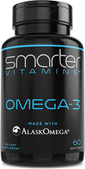 SmarterVitamins Omega 3 Fish Oil, Strawberry Flavor, Burpless, Tasteless, 2000mg, DHA EPA Triple Strength, Made with AlaskOmega®