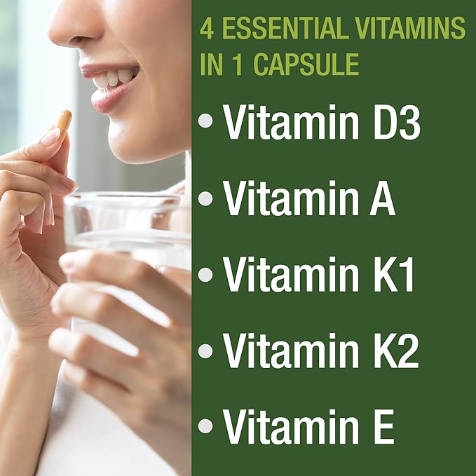 Peak Performance Vitamins D 5,000 iu + A + K + E All in 1 Easy to Swallow Vegan Capsule. ADK Vitamin Supplement with E D3 K2. Essential Vitamins for Mood, Immune, Bone, Vision, Heart