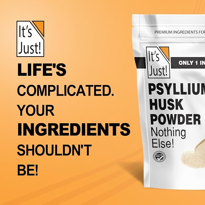 It's Just! - Psyllium Husk Powder, Easy Mixing Dietary Fiber, Cleanse Your Digestive System, Finely Ground Powder, Ideal for Keto Baking, Non-GMO (Unflavored, 24oz (Pack of 1))