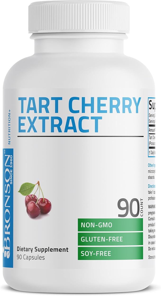 Bronson Tart Cherry Extract 2500 mg Premium Non-GMO Formula Packed with Antioxidants and Flavonoids, 90 Vegetarian Capsules