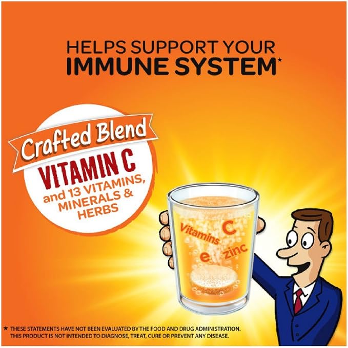 Airborne Zesty Orange Effervescent Tablets, 10 count - 1000mg of Vitamin C - Immune Support Supplement (Pack of 6)