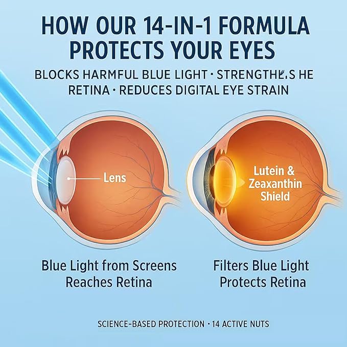 Evervision 14 in 1 Advanced Eye Formula, Neurobella Eye Vitamin and Mineral Supplement with Zinc, Lutein, Zeaxanthin & Bilberry Extract, 60 Capsules (1)