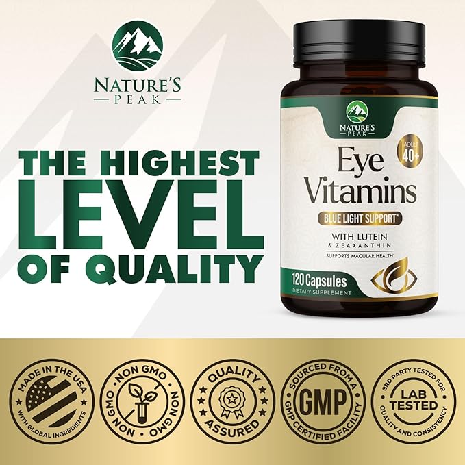 Eye Vitamins Supplements - 3x Strength Eye Health Vitamin with Lutein and Zeaxanthin - Vision Macular Health & Dry Eyes Support With Zinc, Vitamins C E & Minerals, Bottled in USA - 120 Capsules