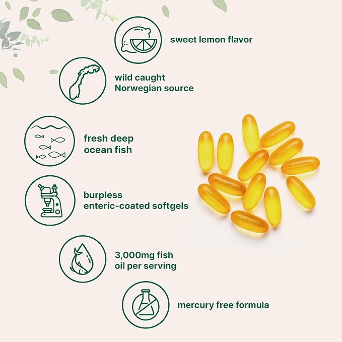 Micro Ingredients Omega 3 Fish Oil Supplements 3,000mg Per Serving, 240 Softgels | Lemon Flavored – Burpless | EPA 540mg + DHA 360mg | Deep Sea Fish