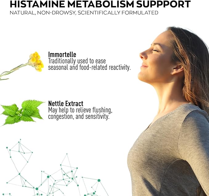 Granions Histamine Balance Complex - Quercetin with Bromelain, NAC and Vitamin C - D-Hist Seasonal Histamine Blocker & Immune Support Supplement for Adults and Children - 60 Vegan Capsules