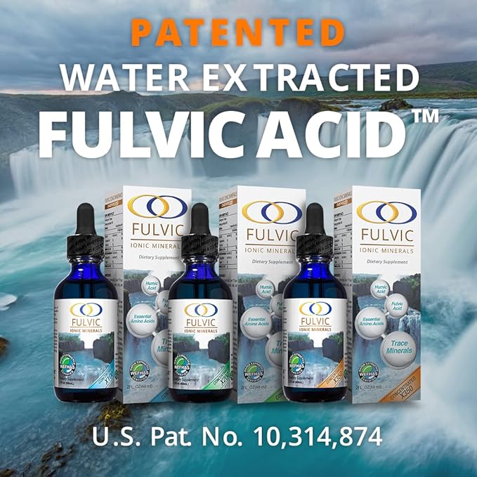 Optimally Organic Water Extracted Fulvic Ionic Minerals X350 - Patented BioActive Fulvic Acid, Humic Acid, Trace Minerals, Electrolytes & Essential Amino Acids - 8+ Month Supply!