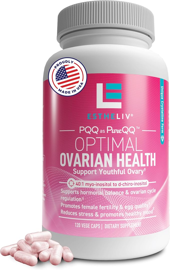 Optimal Ovarian Health | Myo-Inositol + D-Chiro & PQQ | Fertility, Hormonal & Ovarian Support | PCOS Ideal 40:1 Ratio | Vitamin B8 Inositol Supplement for Women | Non- GMO | 120 Capsules