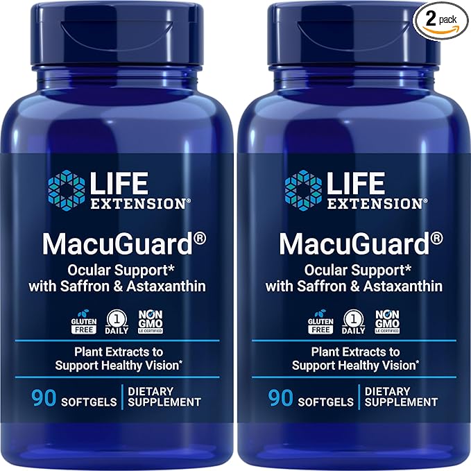 Life Extension MacuGuard 90 softgels (Pack of 2) with Saffron & Astaxanthin